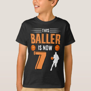 Kids 7th Birthday Basketball - This Baller Is Now T-Shirt