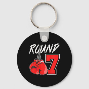 Kids 7th Birthday Boxing Boy 7 Year Old Boxer Bday Keychain