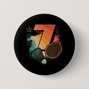 Kids 7th Birthday Boy Badminton Player Badminton 7 2 Inch Round Button