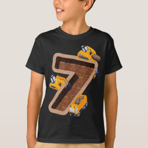 Kids 7th birthday boy construction excavator bday T-Shirt