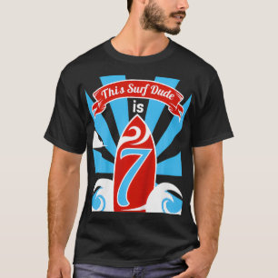 Kids 7th Birthday Boys Surf  Surfer 7 Year Old  T-Shirt