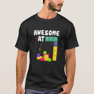 Kids 7th Birthday Building Blocks Bricks Awesome 7 T-Shirt