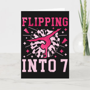 Kids 7th Birthday Cheerleader Seven Year Old Cheer Card