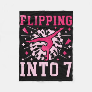 Kids 7th Birthday Cheerleader Seven Year Old Cheer Fleece Blanket