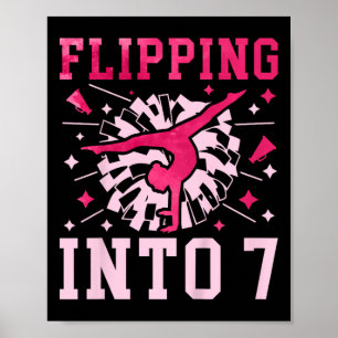 Kids 7th Birthday Cheerleader Seven Year Old Cheer Poster
