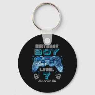 Kids 7th Birthday Gamer Level 7 Unlocked Video Gam Keychain