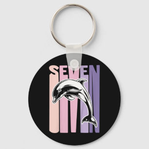 Kids 7th Birthday Gift Dolphin Fan 7 Years Old Gir Keychain