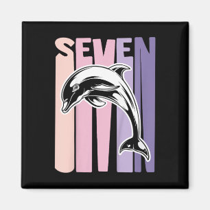 Kids 7th Birthday Gift Dolphin Fan 7 Years Old Gir Magnet