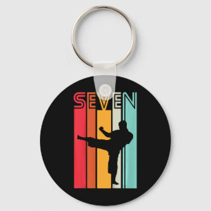 Kids 7th Birthday Gift Karate Retro Taekwondo Mart Keychain