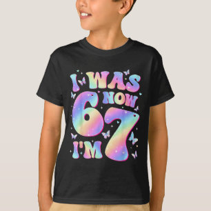 Kids 7th Birthday Girl Butterfly I Was 6 Now I'm 7 T-Shirt