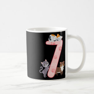 Kids 7th Birthday Girl Cats Outfit 7 Years Old  Coffee Mug