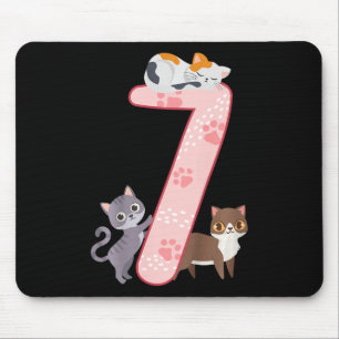 Kids 7th Birthday Girl Cats Outfit 7 Years Old Mouse Pad