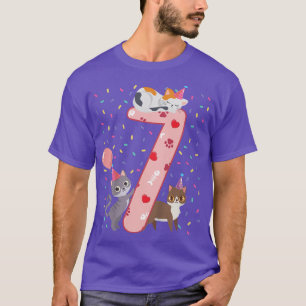 Kids 7th Birthday Girl cute Cat outfit 7 years old T-Shirt