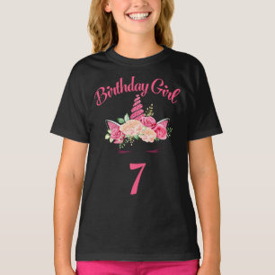 Kids 7th Birthday Girl Unicorn Shirt 7th Birthday