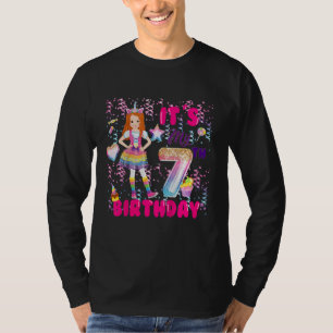 Kids 7th Birthday Girls 7 Yr Red Haired 7th B Day T-Shirt