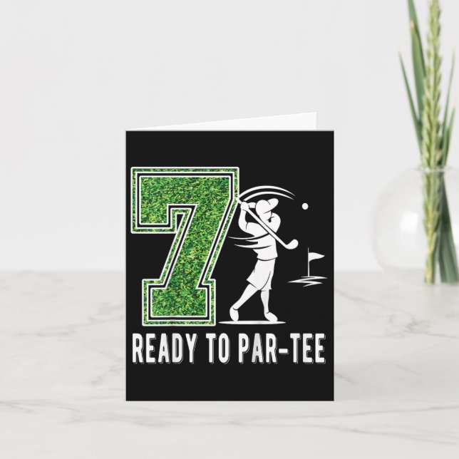 Kids 7th Birthday Golfer Boy Seven Year Old Golf P Card (Front)