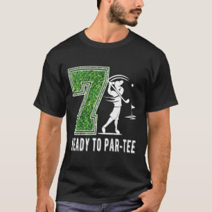 Kids 7th Birthday Golfer Boy Seven Year Old Golf P T-Shirt