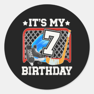 Kids 7th Birthday Ice Hockey Boy 7 Year Old Ice Ho Classic Round Sticker