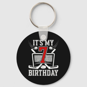 Kids 7th Birthday Ice Hockey Boy 7 Year Old Ice Ho Keychain