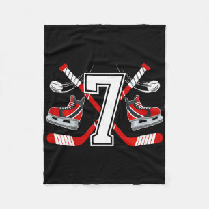 Kids 7th Birthday Ice Hockey Boy Seven Year Old Ic Fleece Blanket