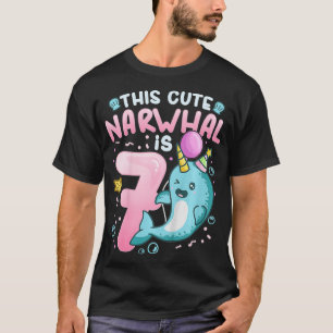 Kids 7th Birthday Narwhal 7 Birthday Party Theme N T-Shirt