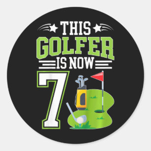 Kids 7th Birthday Party Golf Boy Seven Year Old Go Classic Round Sticker