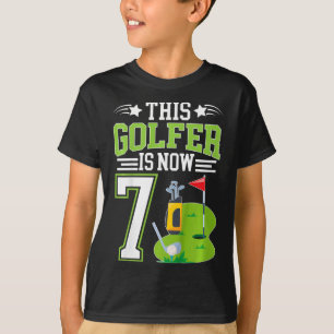 Kids 7th Birthday Party Golf Boy Seven Year Old Go T-Shirt