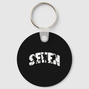 Kids 7th Birthday Retro Ice Hockey 7 Years Old Boy Keychain