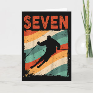 Kids 7th Birthday Retro Ski Skiing 7 Year Old Boys Card