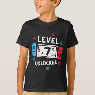 Kids 7th Birthday Shirt Boy Level 7 Unlocked Video