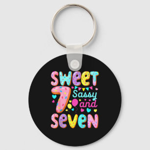 Kids 7th Birthday Sweet Sy And Seven Birthday Girl Keychain