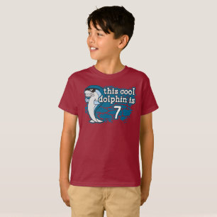 Kid's 7th Birthday This Cool Dolphin is Seven T-Shirt