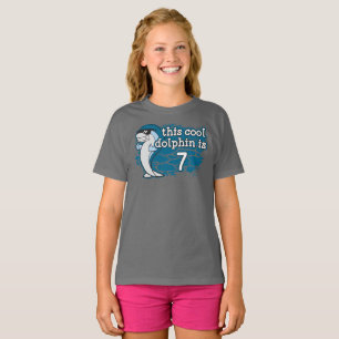 Kid's 7th Birthday This Cool Dolphin is Seven T-Shirt