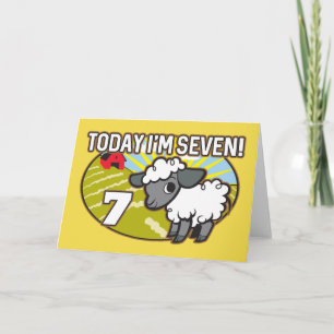 Kid's 7th Birthday Today I'm Seven! Cute Lamb Card