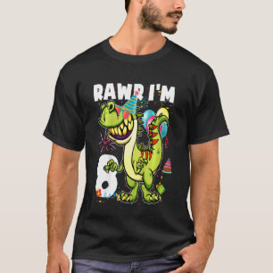 Kids 8 Eight Years Old Birthday Girls & Boys Rex D T-Shirt