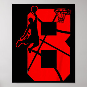 Kids 8 Year Old 8th Basketball Birthday PartyTheme Poster