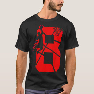 Kids 8 Year Old 8th Basketball Birthday PartyTheme T-Shirt
