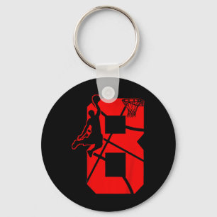 Kids 8 Year Old 8th Bysketbyll Birthday Partytheme Keychain
