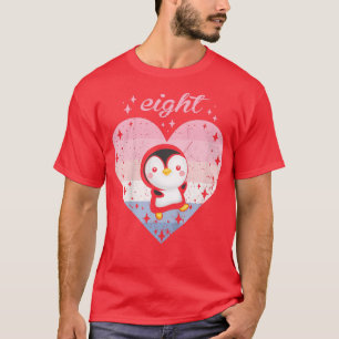 Kids 8 Year Old Cute Penguin Birthday Girl 8th Bda T-Shirt