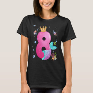 Kids 8 year old girl party celebrate mermaid tail T-Shirt