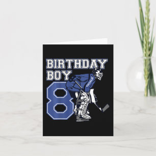 Kids 8 Year Old Ice Hockey Goalie Themed Birthday  Card