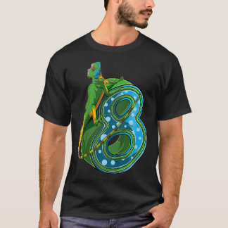 Kids 8 Year Old Lizard Reptile 8th Birthday Bday T-Shirt