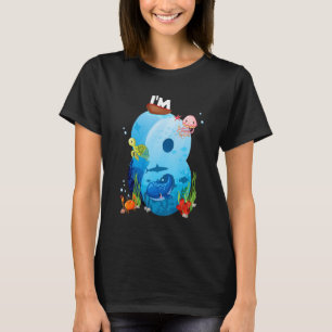 Kids 8 Year Old Ocean Life Whale Dolphin Shark 8th T-Shirt
