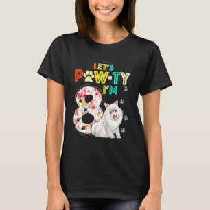 Kids 8 Year Old Samoyed Dog 8th Birthday Pawty Dog T-Shirt