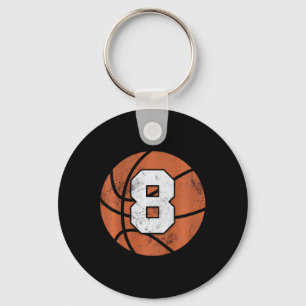 Kids 8 Years Old Birthday Kids Boys Girls Fun Bask Keychain