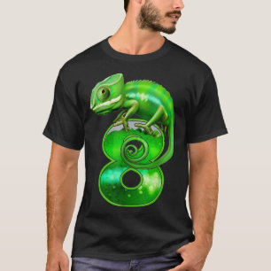 Kids 8 Years Old Lizard 8th Birthday Party Chamele T-Shirt
