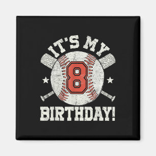 Kids 8th Baseball Birthday Party Boys Sport Fan 8  Magnet