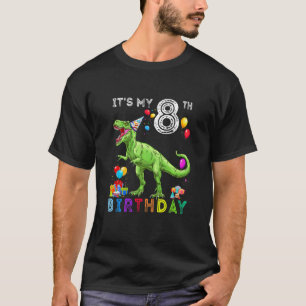 Kids 8th Birthday  8 Year Old  Boy Dino Rex Dinosa T-Shirt