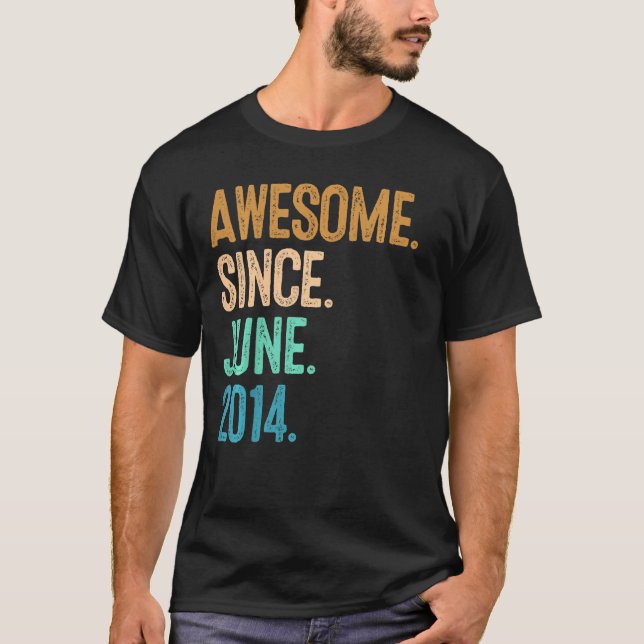Kids 8th birthday Awesome since June 2014 T-Shirt (Front)