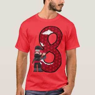 Kids 8th Birthday Boy Ninja 8 Years Ninja Costume  T-Shirt
